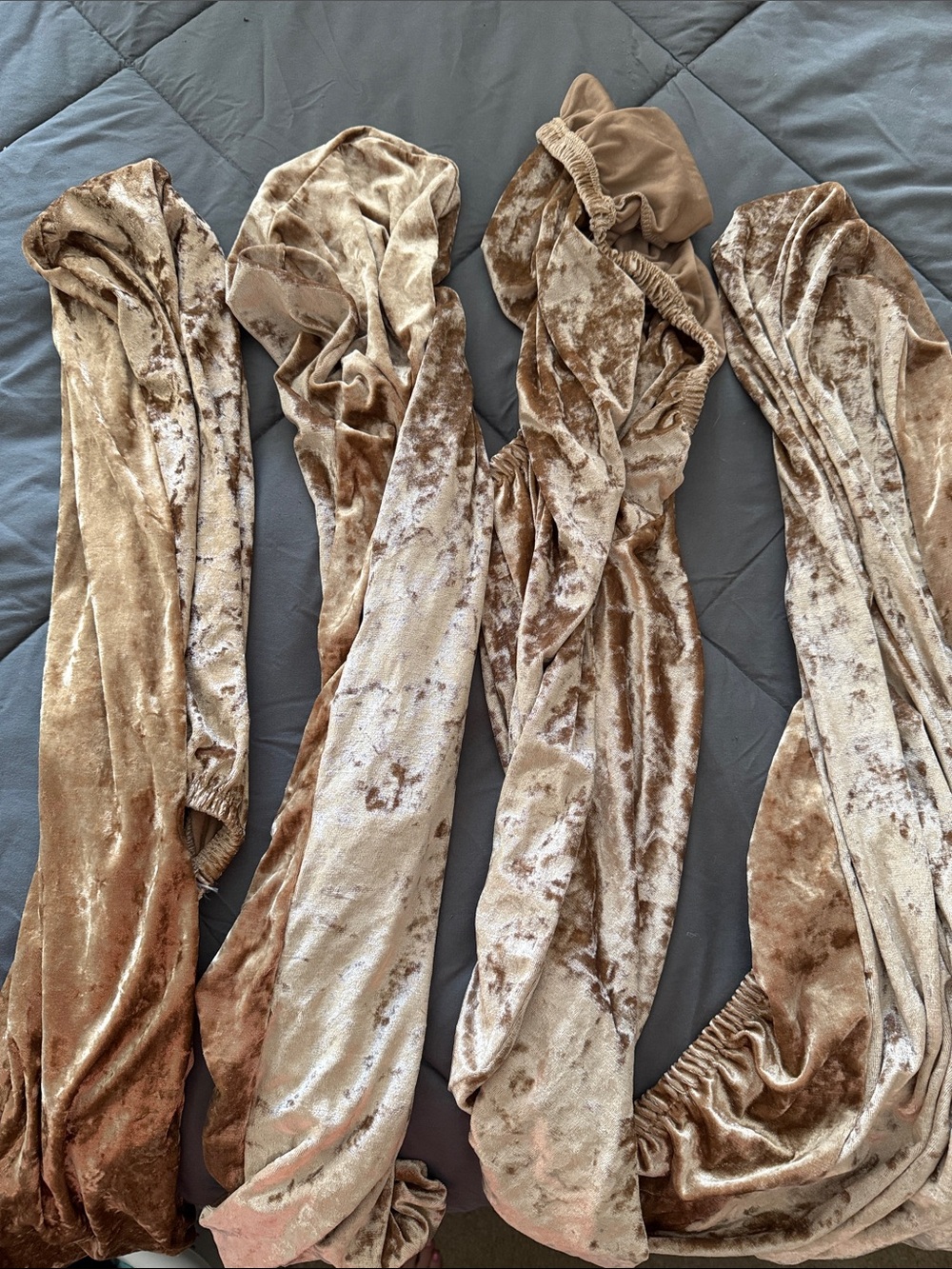 Amazon Crushed Velvet Fitted chair covers Set of 4 in Beige Brown